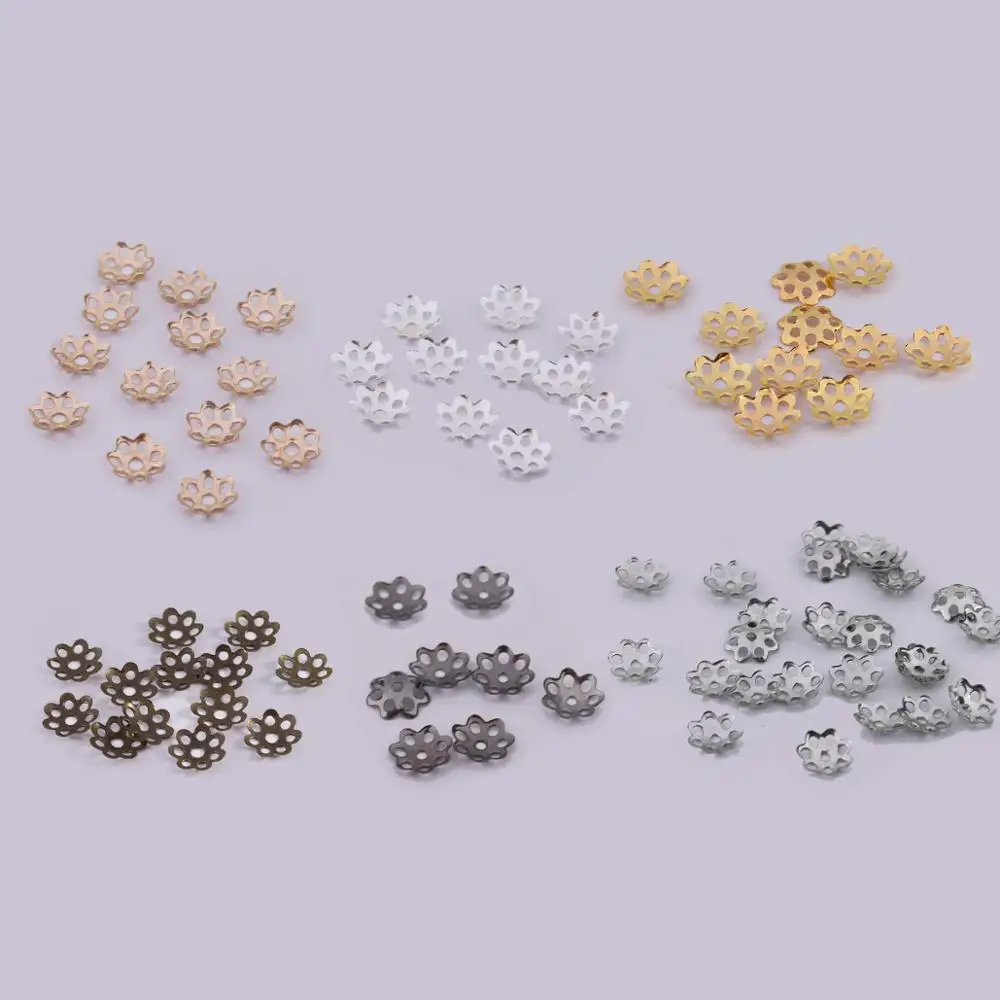 

600pcs/lot 7x2mm Bulk KC Gold Hollow Flower Bead Caps End Beads Loose Spacer Bead For Jewelry Making Jewelry Findings Wholesale
