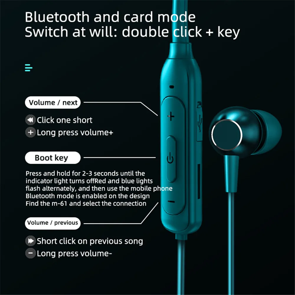 5 1 Bluetooth-наушники спортивные наушники-вкладыши водонепроницаемая Магнитная