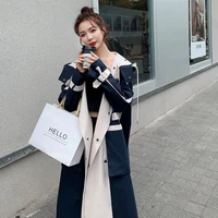 korean style loose oversized xl long womens trench coat double breasted belted lady cloak windbreaker spring fall outerwear