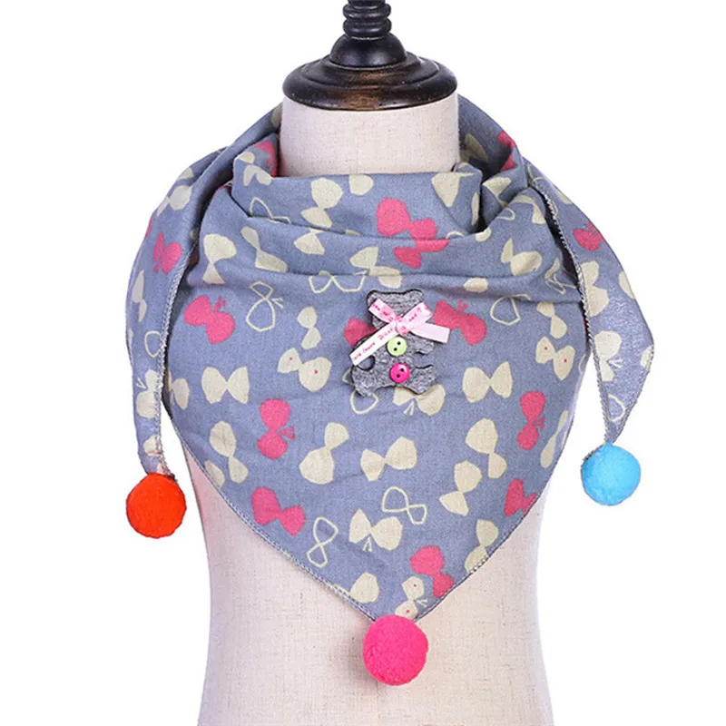 Осенне зимний детский хлопковый треугольный шарф для мальчиков и девочек