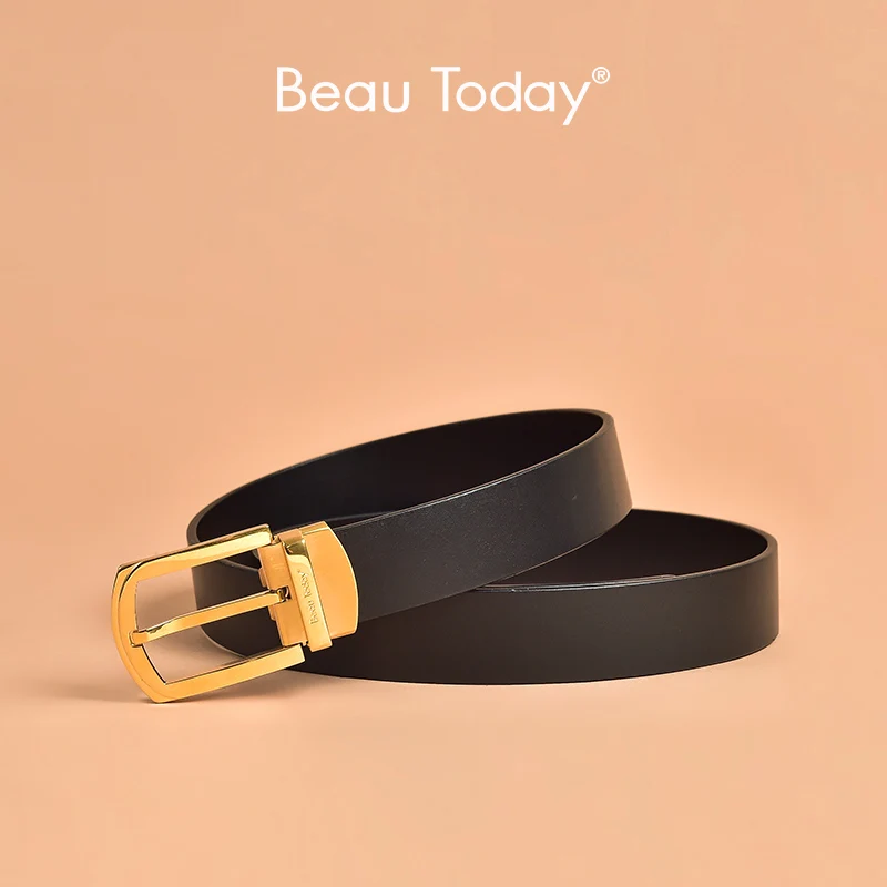 BeauToday Belt Women Cow Leather Stainless Steel Buckle Pin Jeans Dress Accessories Adults Casual Waistband Handmade 91008