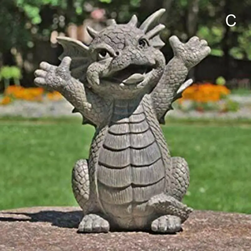 

Garden LED Dragon Meditation Statue Resin Ornament Waterproof Dinosaur Shape Meditation Sculpture Outdoor Yard Decoration 16cm