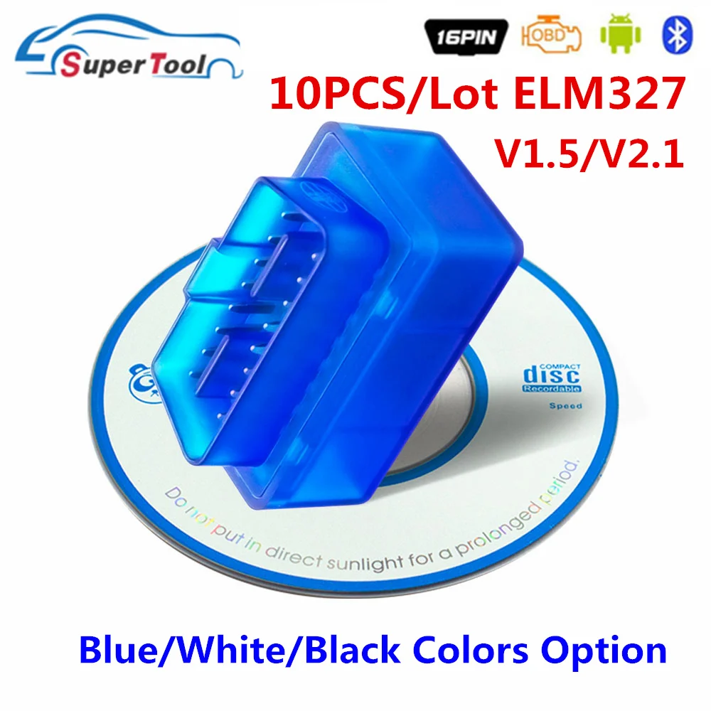 Автомобильный диагностический сканер 10 шт./лот OBD2 Cканер ELM 327 Bluetooth V2.1 OBD 2 ELM327