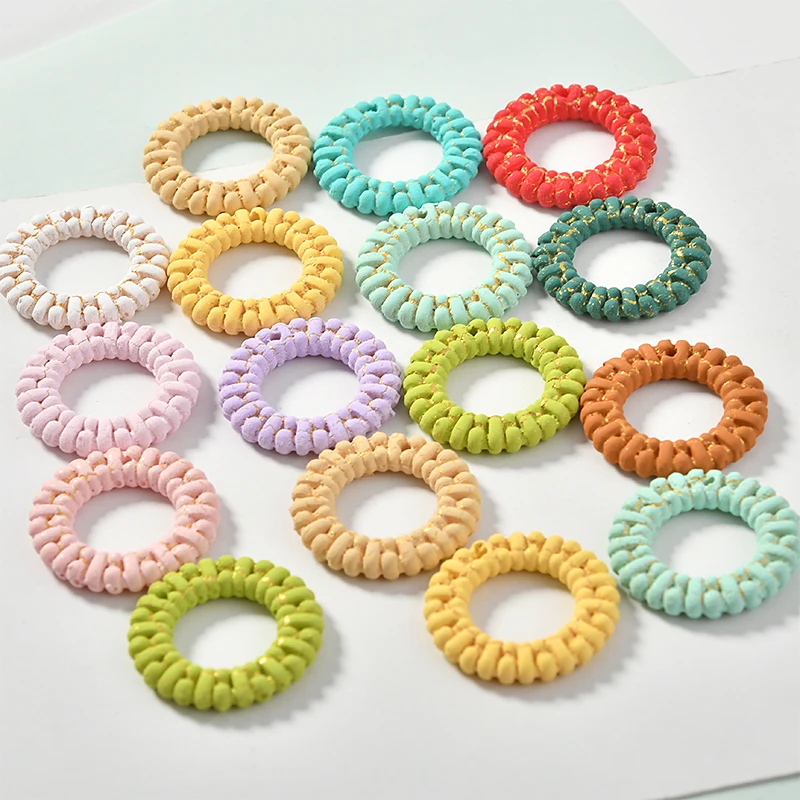 Цвет имитация ручной работы ротанга эффект смолы золото полые Круглый Кулон diy