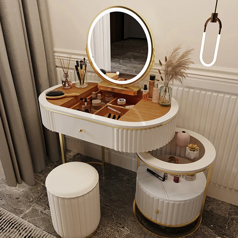 

Light Luxury Dressing Table Bedroom Small Apartment Modern Storage Cabinet Integrated Household Furniture Makeup Table Set
