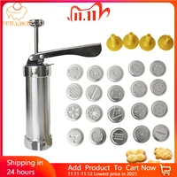 febwind baking tools manual biscuit cookie press stamps set cake decorating tools maker with 4 nozzles 20 cookie molds 063