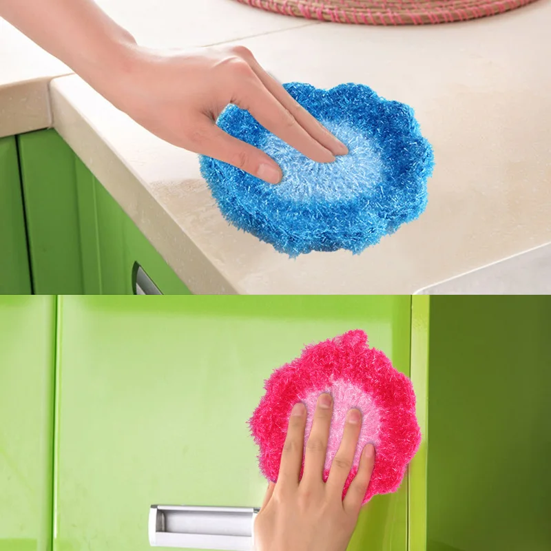 

Flower Shaped Dish Scrubber Sponge Non-scratch Cute Home Kitchen Tool Bowls Pan Washing Cleaning Cloth Scouring Tableware Random
