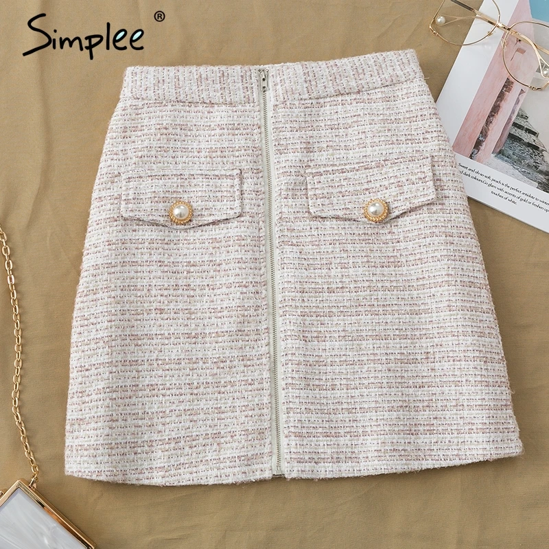 Женская клетчатая юбка Simplee элегантная трапециевидная мини на молнии с высокой