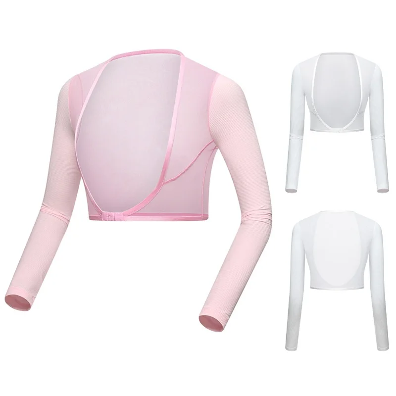 

Women Golf Cape Sleeves Lycra Ice UV Protection Tops Ladies Summer Sunscreen Cuff Cycling Shirt Cropped Top Golf Clothing D0681