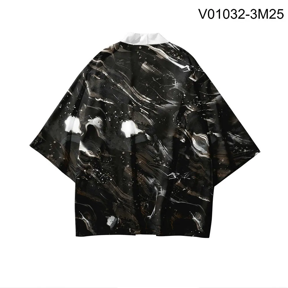 Японское кимоно юката Haori 3D печать Косплей женщин/мужчин мода лето Повседневная крутая короткий рукав - Цвет: D