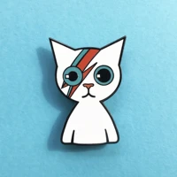 fashion cartoons bowies cat hard enamel pin funny kitty lapel pins cute animal medal brooch jewelry gifts for cat lovers
