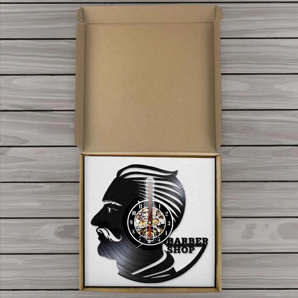 Часы для парикмахерской с виниловой пластиной подарок парикмахера в стиле ретро