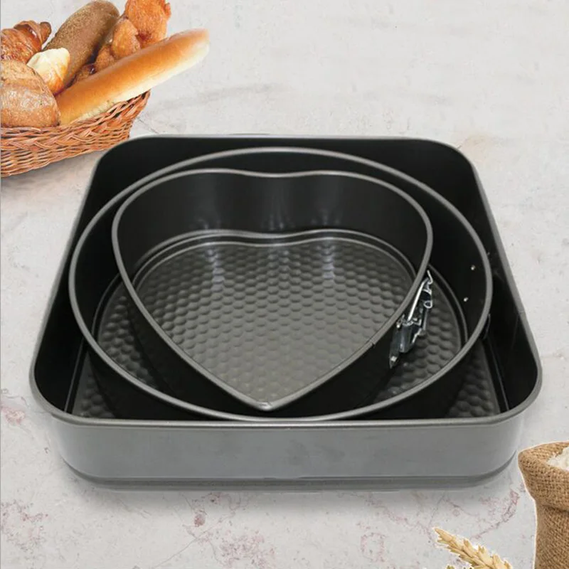 

3pcs Black Big Carbon Steel Cakes Molds Non-Stick Metal Bake Mould Cake Baking Pan Removable Bottom Bakeware Kitchen Cake Tools