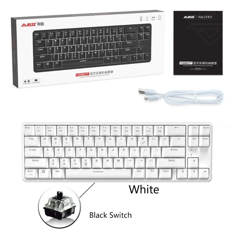 

Wired Bluetooth 68 Keys with Anti-ghosting Design Mechanical Keyboard for Ajazz K680t Different Backlight Modes Wholesales