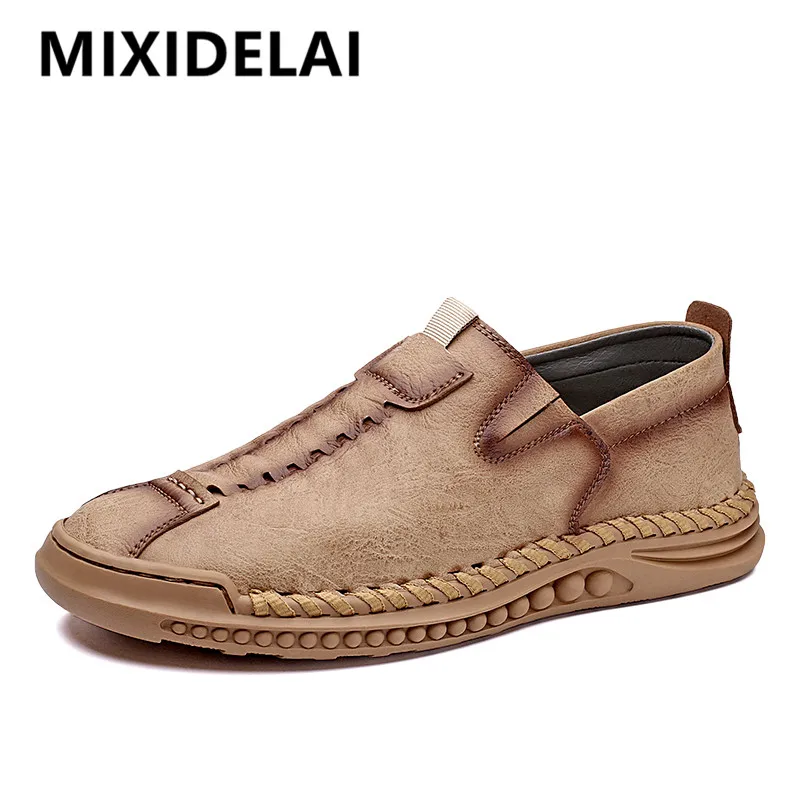 

New Men Loafers Spring Summer Soft Leather Sneakers Men Moccasins Breathable Casual Men's Shoes Driving Shoes Flat Shoes Size 46