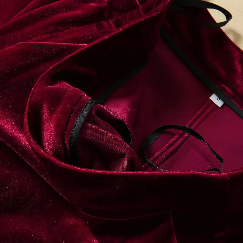 velvet 2 piece set women office work suits business casual women outfits wine red long sleeve deep v neck jacket+ long pants