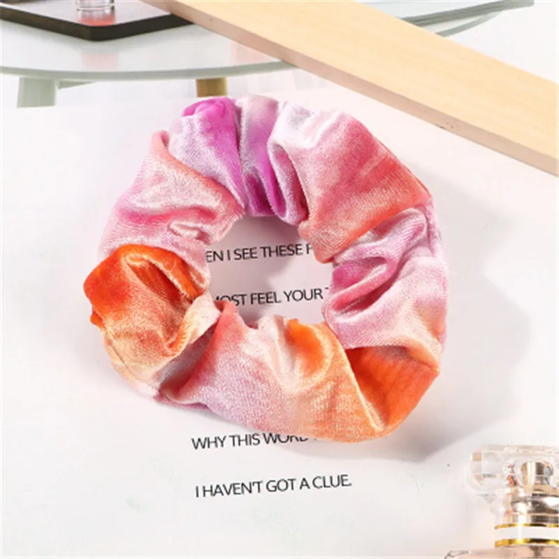 Новые женские бархатные резинки для волос с градиентом девочек эластичные