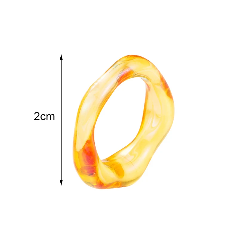 

6PCS/SET Simple Thick Colorful Transparant Acrylic Resin Pattern Geometric Irregular Rings For Women Vintage Jewelry New