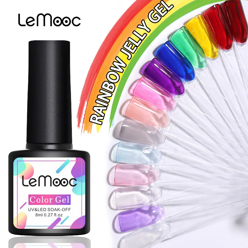 Радужный Гель лак для ногтей LEMOOC опал желеобразные цвета прозрачный эффект