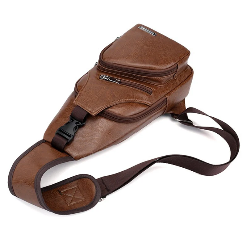 

Hot Sell New Male USB Charging Anti Theft Chest Bags Casual Retro Pu Shoulder Bag Men's Outdoor Cycling Sports Messenger Bag