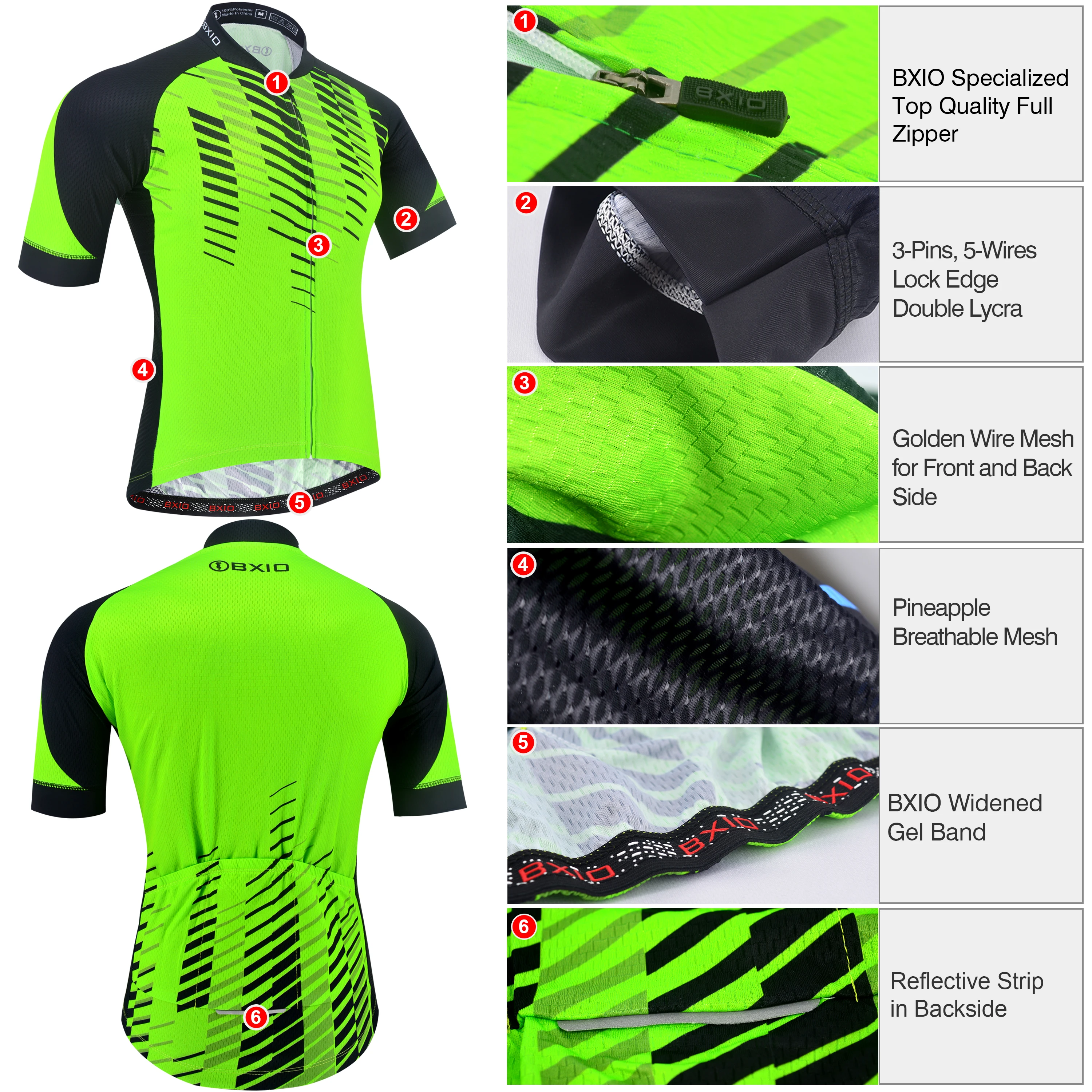 BXIO зеленые вело Джерси для мужчин с коротким рукавом велосипедная одежда Дышащие