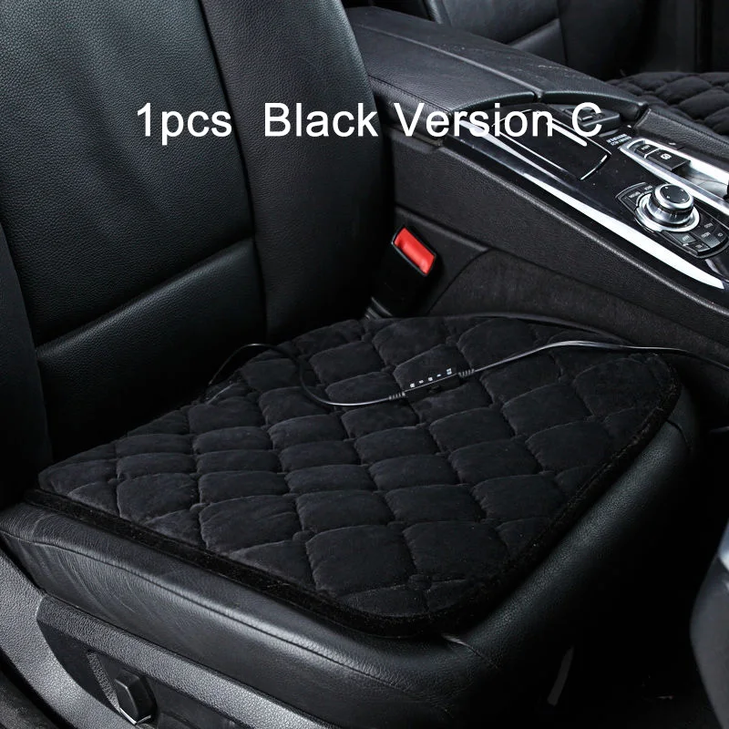 Black Version C 12 В Роскошные брендовые электрические парные чехлы для сидений с подогревом, зимние подушки для сидений автомобиля, теплые подушки для сидений, подходят для большинства автомобилей - Название цвета: Black Version C