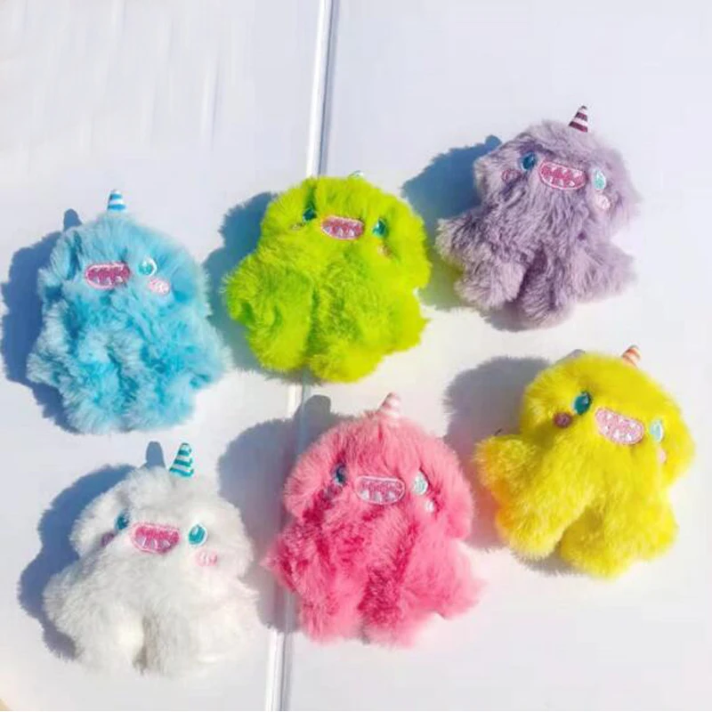 

5Pcs/lot 10*8.5cm Cartoon Plush Patches Furry One-horned Monster DIY Cotton-filled Plush Accessories Handmade Decorations