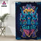 Медитационный Бог Flyland от Ismot Esha, душевая занавеска, водонепроницаемая психоделическая шторка с крючками, синяя занавеска для душа