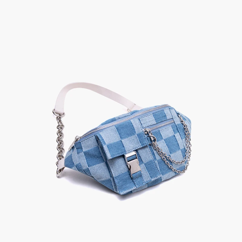 

[BXX] Women New Branded Casual Hobos Bag Denim Personality Crossbody Bag Lady Trend Chest Waist Bag Fashion Tide 2021 GF0002