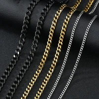3mm to 7mm cuban link necklace for men women basic punk hip hop style stainless steel fashion metal necklace choker jewelry gift