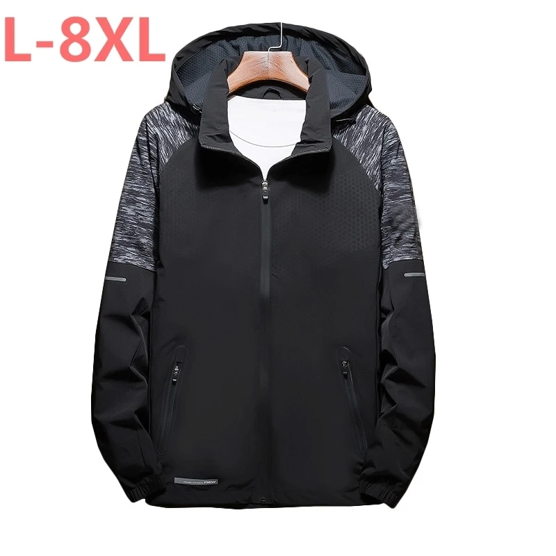 

big size 8XL 7XL 6XL New Arrival Spring Men's Jackets Fashion Coats Male Casual Slim Hooded Collar Jacket Men Outerdoor