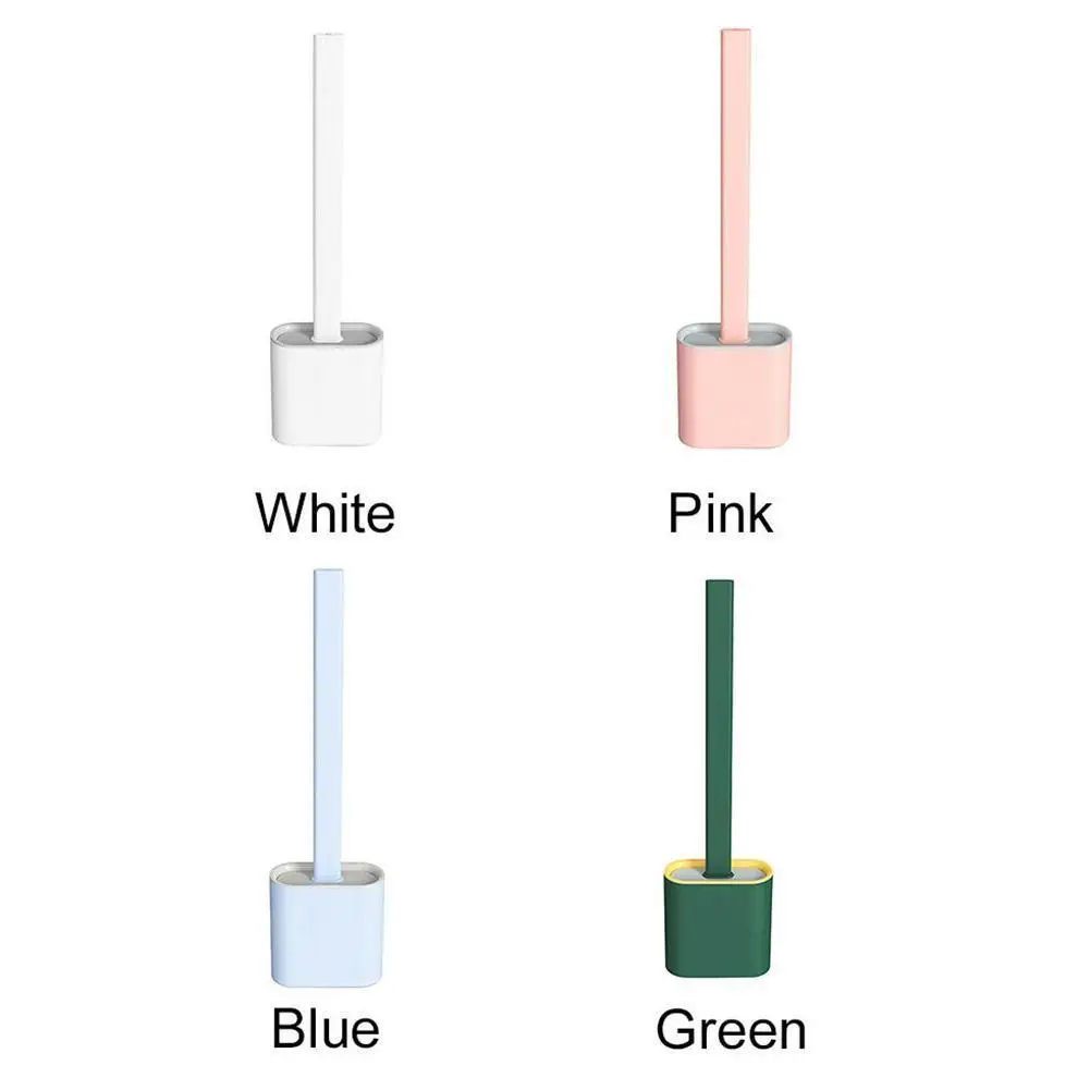

Silicone Long Handle Toilet Brush Bathroom Scrubber Set Accessories Quick Drying Brush Household Supplies Cleaning Holder A4N2