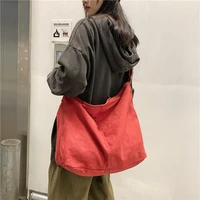 simple lazy style literary washed canvas bag large capacity messenger bag student shoulder bag leisure shopping bag