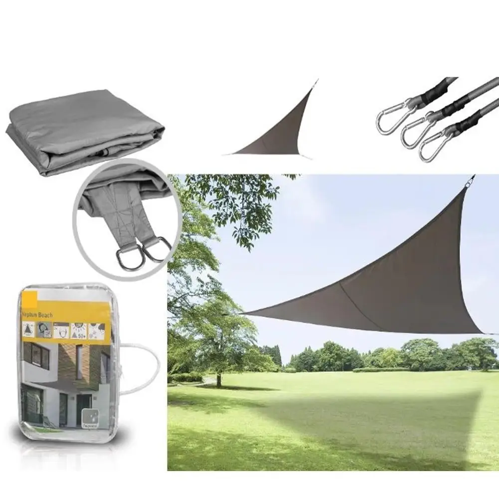 

12ft With LED Sun Shade Sail Home Outdoor Garden Canopy Patio Plant Cover UV Block Awning Decoration Sunshade triangle