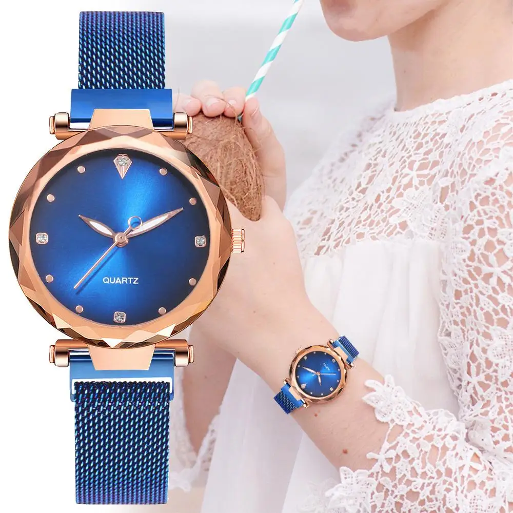 

Luxury Magnet Buckle Starry Sky Women Watches Rose Gold Ladies Watch Crystal Women Watches Fashion Quartz Watch relogio feminino