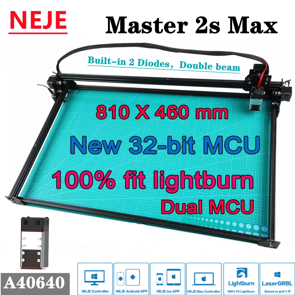 

Лазерный гравировальный станок NEJE Master 2s Max A40640 с ЧПУ, лазерный гравировальный станок Lightburn с Bluetooth, инструмент «сделай сам» для дерева и метал...