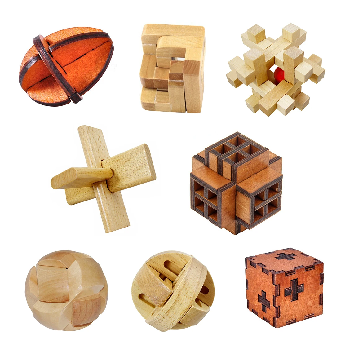 

Деревянная игрушка-головоломка Kongming Luban, 8 шт./компл., 2 типа