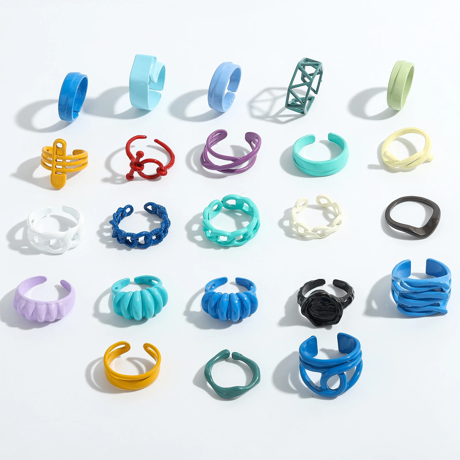 

Multicolor Painted Open Adjustable Rings Sweet Geometric Rings For Women Wedding Rings Unique Engagement Gifts Jewelry,1Piece