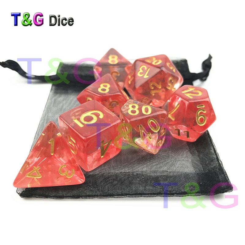 Новый Набор из 7 многогранных игральных костей для игры D &amp d plus сумка в кости