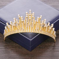 luxury pearl rhinestone tiara bridal crown wedding hair accessories headpiece gold wedding crown diadem bridal hair ornaments