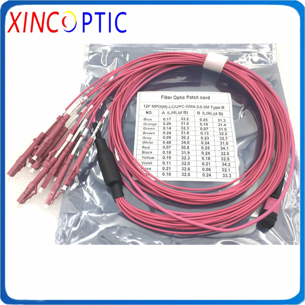 Мм MPO Male-12xLCUPC 2 0 мм Fanout волоконно-оптический патч-корд 3 12C OM4 Мини Розовый LSZH