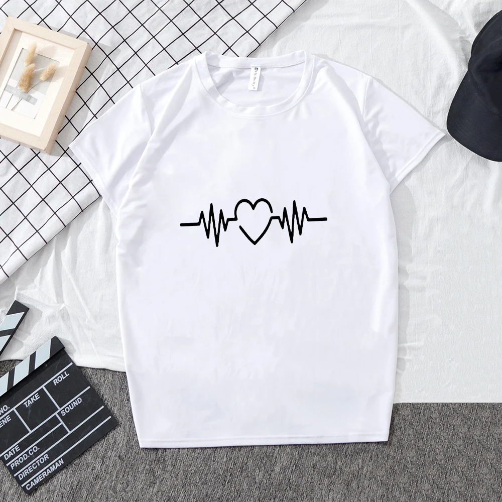 OEAK love футболка с мультяшным принтом летняя черная и белая круглым вырезом