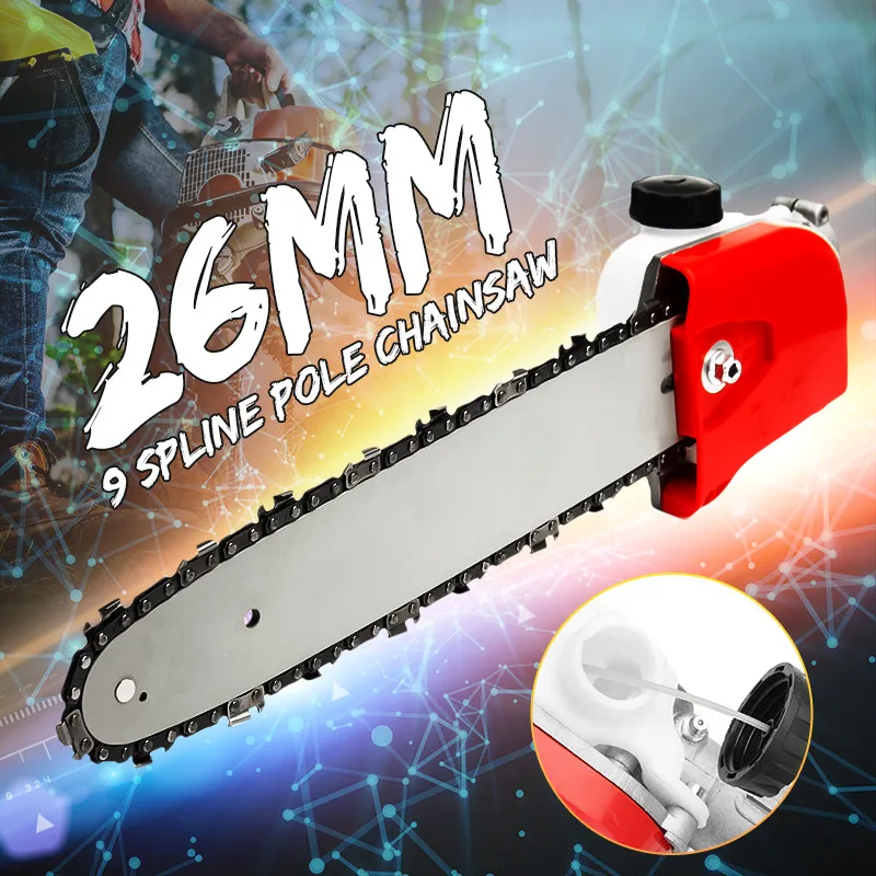 

26mm High Branches Chainsaw Bracket Chainsaw Gear Gearbox & Guide Plate & Chain Set Lawn Weeder Mower Woodworking Cutting Tool