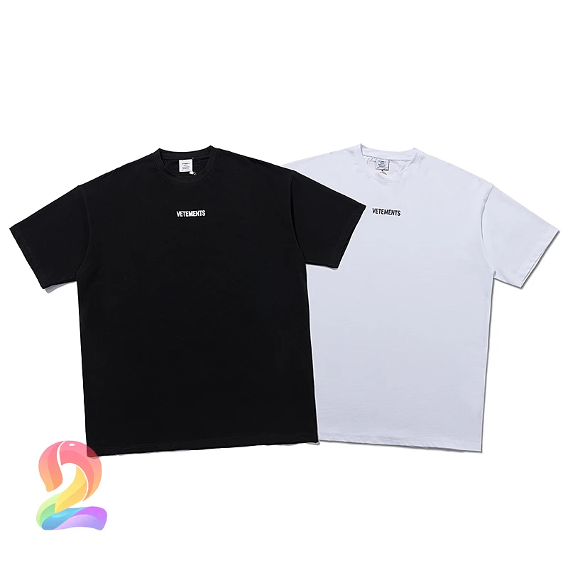 

New Summer VETEMENTS T-shirt Men Women Cotton High Quality Loose T Shirt VTM Big Back Label Fashion Casual Top Tee