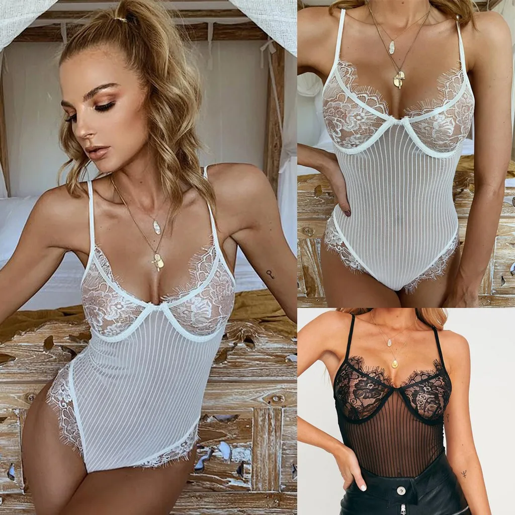 Новинка женское сексуальное боди кружевное с принтом в полоску для девушек