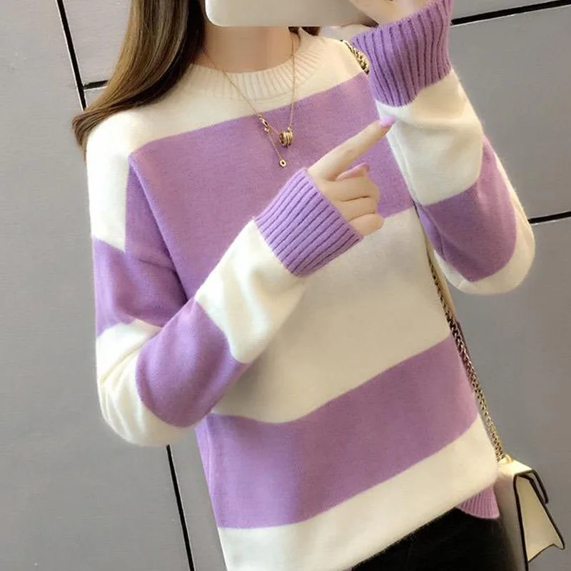 

Autumn Winter Women Long Sleeve Loose Pullovers Sweaters Jumper Knitwear Female Korean Casual O neck Warm Sweater R476