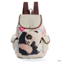 okolive ds0009 new campus backpack high school schoolbag leisure large capacity good friend cute panda cat canvas backpack