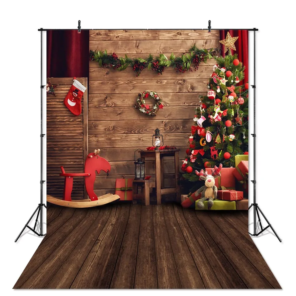 

Фотография рождественской елки декорации деревенская деревянная стена фон для детей украшения для рождественской вечеринки для фотостуди...