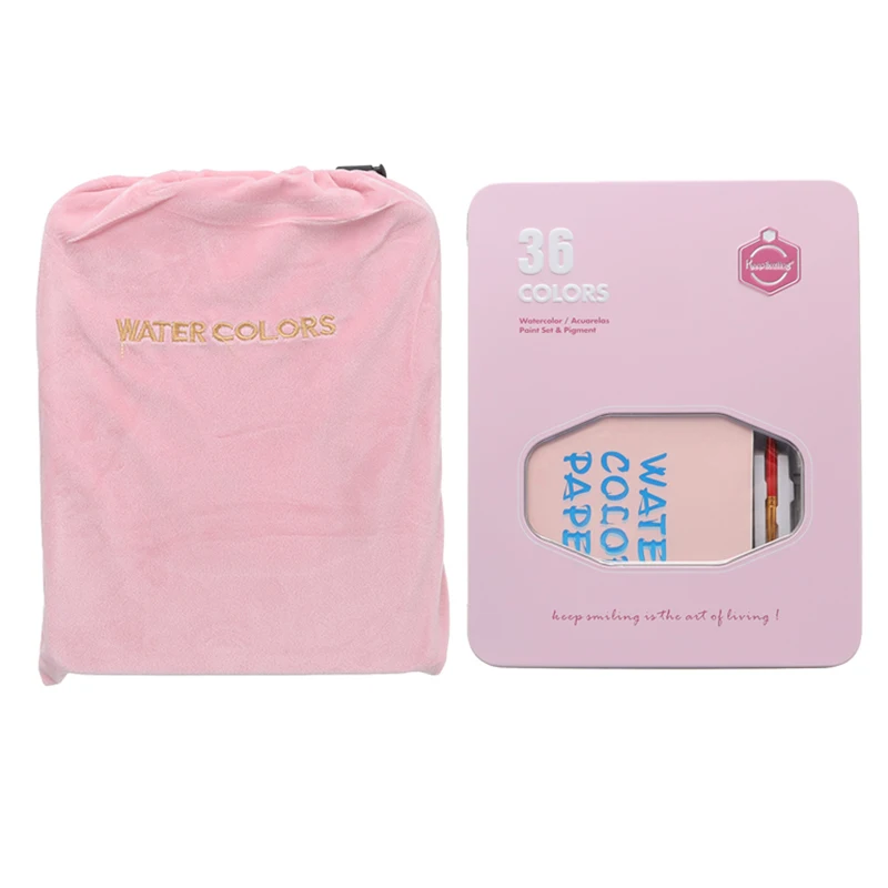 Набор акварельных красок 36 цветов 10 шт. бумаги для рисования + Акварельная кисть