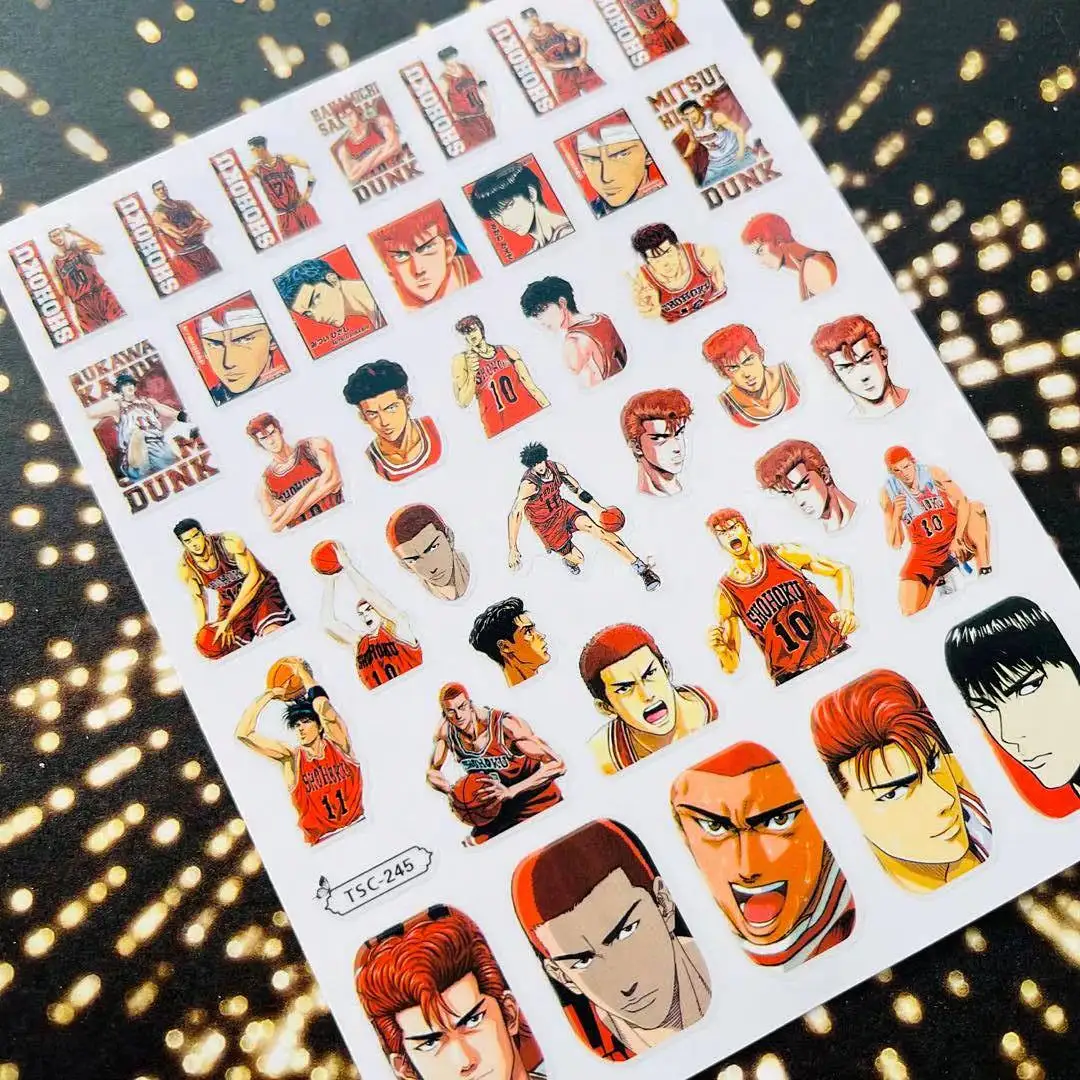 

Newest TSC-245 basketball colorful designs 3d nail art sticker nail decal accessories